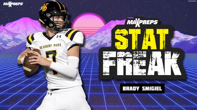4-star sophomore QB Brady Smigiel threw for seven touchdown's in Newbury Park's (CA) 2023 opener vs Golden Valley (Santa Clarita) with four going to brother Beau.