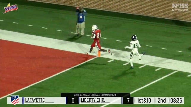 Highlights of Liberty Christian's (Lynchburg, VA) 5-star junior running back Gideon Davidson in a 28-14 win over Lafayette (Williamsburg, VA) in the Class 3 state championship. He finished with 22 carries for 266 yards and three touchdowns to go with two interceptions and a fumble recovery on defense.
