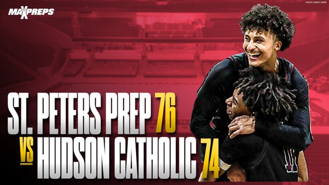 In a 76-74 win for St. Peters Prep (Jersey City, NJ) over Hudson Catholic (Jersey City, NJ). Sophmore Richie Rosa's crazy buzzer beater lifts St. Peters Prep for win in the fourth quarter.