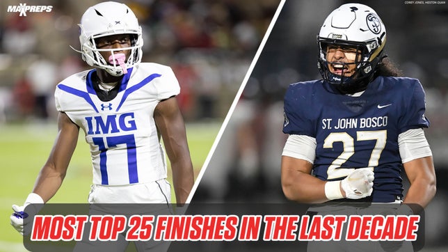 St. John Bosco, IMG Academy lead the way with nine finishes in the national rankings since 2014.