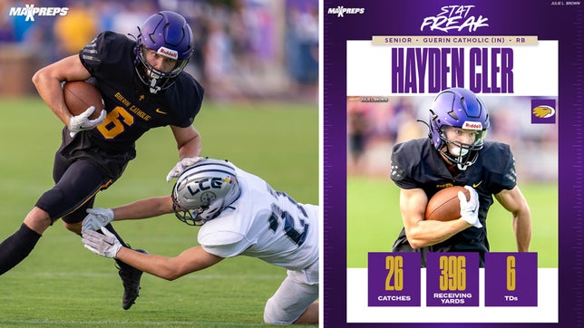 Hayden Cler of Guerin Catholic jumps into the MaxPreps National High School Football Record Book top 10 for receptions in a game and breaks Indiana record.