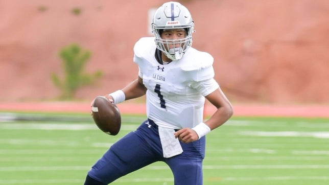 Senior season highlights of La Cueva's (Albuquerque, NM) 4-star athlete Cameron Dyer. He finished the season with 3,842 yards of total offense and 51 touchdowns.