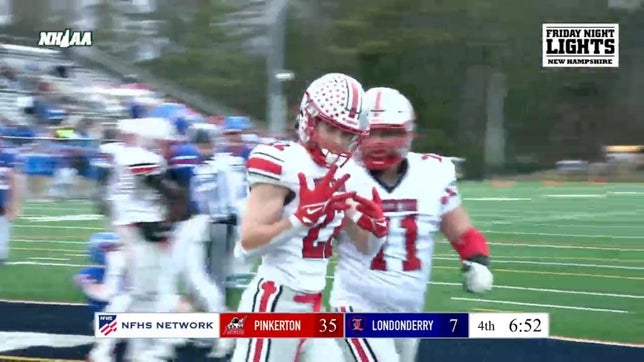 Highlights of Pinkerton's (Derry, NH) Matt Morrison accounting for five total touchdowns in a 42-7 win over Londonderry (NH) in the Division I state championship game. He finished with 15 carries for 117 yards and three touchdowns to go with a 25-yard TD reception and 85-yard kickoff return for a score.