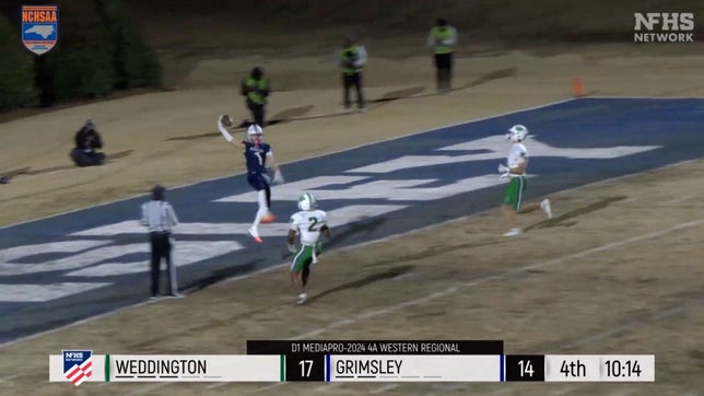 Highlights of Grimsley's (Greensboro, NC) 35-23 win over No. 24 Weddington (Matthews, NC) in the 4A semifinals. They outscored the defending 4A state champs 35-13 in the second half to snap the Warriors 19-game win streak.
