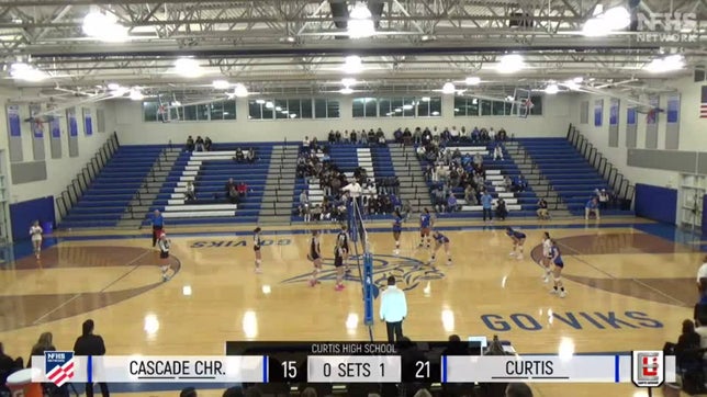 Cascade Christian's Layne Dent with huge point.