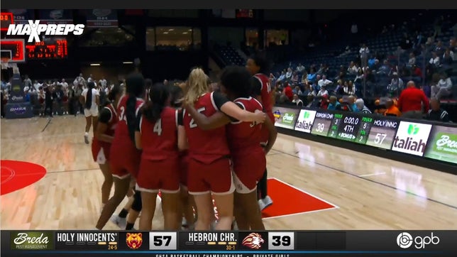 Senior guard Hailee Swain scored 30 points on 10-of-27 shooting to lead Holy Innocents Episcopal (Atlanta, GA) to a 57-39 upset win over No. 3 Hebron Christian (Dacula, GA) in the Georgia Private School State Championship.