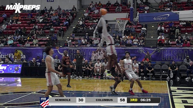 Jaxon Richardson contributed 15 points and some monster slams to power Columbus (Miami, FL) to a 78-48 win over Seminole (Sanford, FL) in the Florida Class 7A semifinals.
