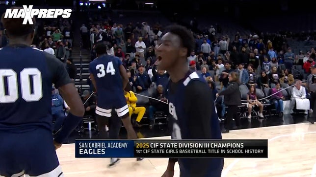 Sophomore Mahamadou Diop leads Eagles with 20 points, seven blocks to claim school's first title.