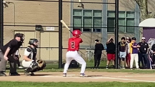 Leadoff hit vs East High April 23rd. Later stole second and scored on a base hit by Brandon Santiago.