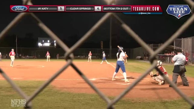 FAMU commit Eryn Polite hit a three-run home run to lift Clear Springs over Katy in 6A Texas softball playoffs.