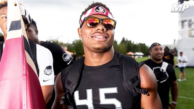 Bishop Sullivan Catholic's (VA) 4-star running back Khalan Laborn showed why he is the second rated all-purpose back in the 2017 class scoring six touchdowns against Providence Day.