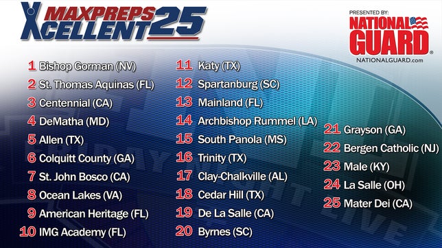 This week's Xcellent 25 rankings are presented by the Army National Guard.