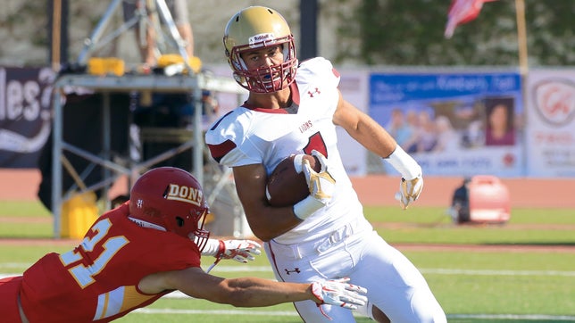 Oaks Christian's (CA) Michael Pittman had a huge game against Bishop Amat (CA) as he hauled in 16 catches for 354 yards and five touchdowns, including this 99-yard TD.