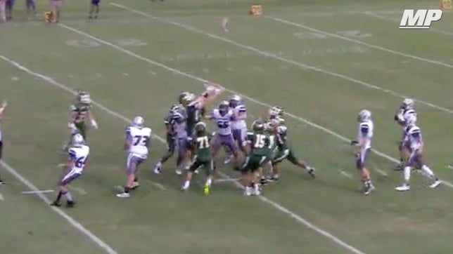 Ben Lippen's (SC) Garrison Moore returns this blocked punt for a touchdown after his teammate, Johnathan Lolar, blocks it with his helmet.