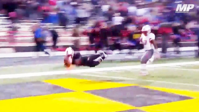 No. 5 DeMatha (MD) had to overcome a 29-14 fourth quarter deficit and they took the lead for good with this 27-yard touchdown connection from Beau English to Myles Miree with 1:05 left in the game. They won 34-29 to win fourth consecutive WCAC championship.

Video courtesy of Kyle McFadden.