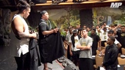 Cleveland Browns' Danny Shelton teaches Polynesian Bowl players how to wear a lava lava