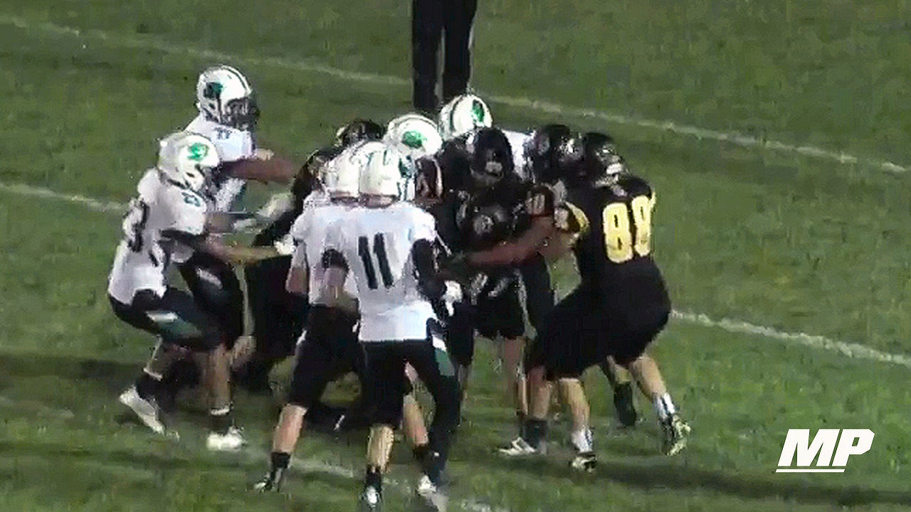 7 broken tackles then carries the pile for the TD