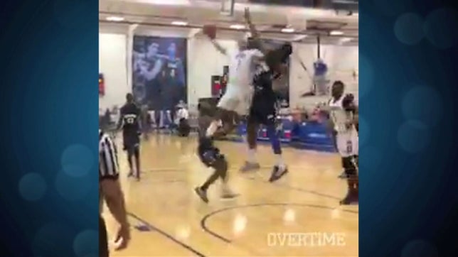 IMG Academy's (FL) 5-star point guard Trevon Duval absolutely destroys the would-be defender with this big-time dunk.

Courtesy Overtime.