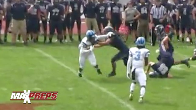 Woodland Hills (PA) four-star running back Miles Sanders breaks three tackles in the backfield and takes it to the house.