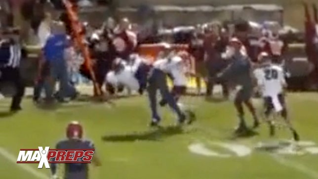 Cordova's (AL) Jaylan Clay makes a big-time tackle when he picks up the receiver and slams him to the ground with a legal tackle.
