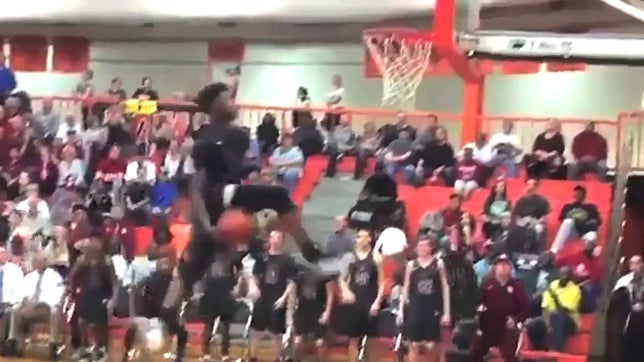 Oak Ridge high in (TN) has a 5-star wide receiver  that is committed to Clemson by the name of Tee Higgins and he shows that he is just as good on the basketball court with this in-between the legs dunk. Presented by the United States Coast Guard.