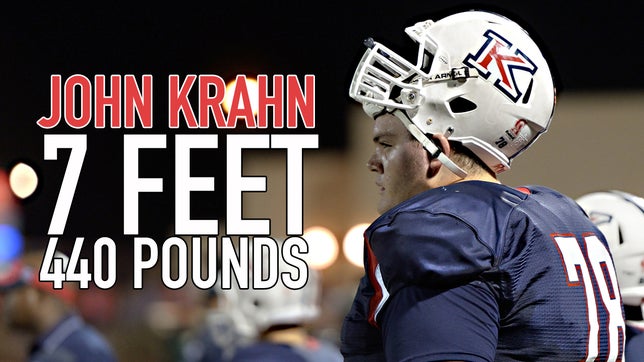 7-Foot, 440-Pound Lineman John Krahn from King High in Riverside, CA towers over opponents.