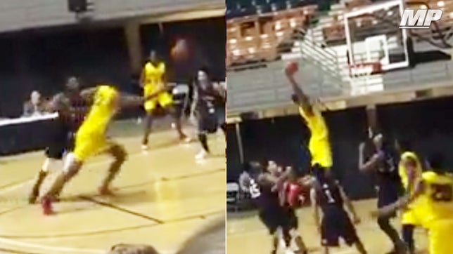 Oak Hill Academy's (VA) 5-star forward Billy Preston throws it off the glass to himself and finishes with authority.