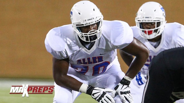 http://www.maxpreps.com/athlete/bobby-evans/E5IsGOaaEeO00gAmVebEWg/default.htm

2014 Highlights of Allen's (TX) 6'4" 280-pound 4-Star offensive tackle Bobby Evans.