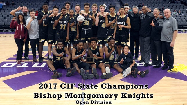 CIF Boys Basketball Open Division State Championship Highlights of Bishop Montgomery versus Woodcreek. Myckena Guerrero also chats with senior guard Ethan Thompson post game.