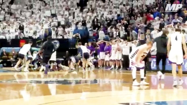 Champlin Park's (MN) Sam DuBois gets the ball batted out to him behind the three-point line and he drains the off balance shot to advance to the semifinals of the Minnesota Class 4A playoffs.

Courtesy of Eric Kraushar (@ChanChaskaSport)