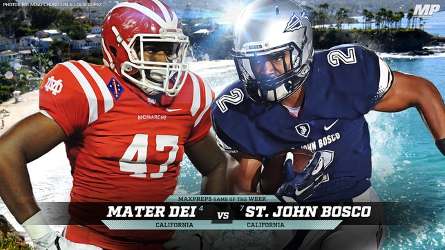 View images by photographer Heston Quan of No. 4 Mater (Santa Ana) vs. No. 7 St. John Bosco (Bellflower) in the MaxPreps Game of the Week in California.