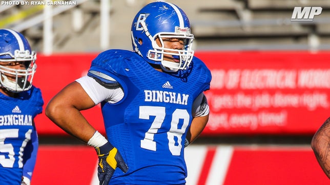 Senior highlights of Bingham's (UT) 4-star defensive tackle Jay Tufele.

Tufele missed some of his senior season with a foot injury but returned to help lead Bingham to its third state title since 2013.