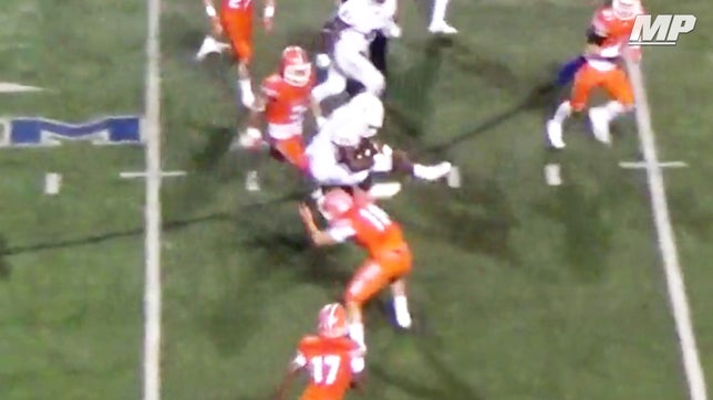 Allen's (TX) 4-star running back Kirby Bennett hurdles a would-be tackler.