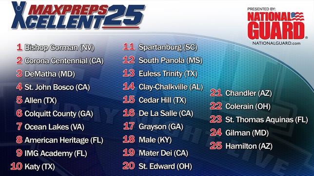 This week's Xcellent 25 high school football rankings are presented by the Army National Guard.