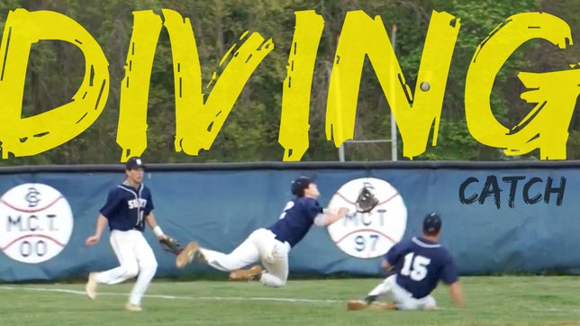 Middletown South's Johnny Zega steps in to save the out on this diving catch in shallow right field.