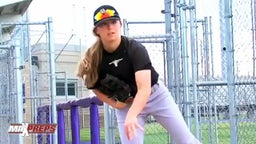 Female high school pitcher Sarah Hudek stands out among the boys