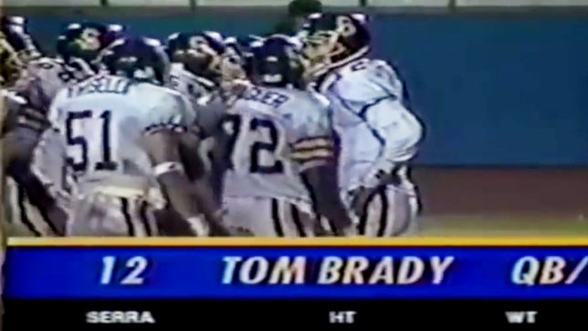 High school football highlights of the Tampa Bay Buccaneers Tom Brady during his senior season at Serra (San Mateo, CA).