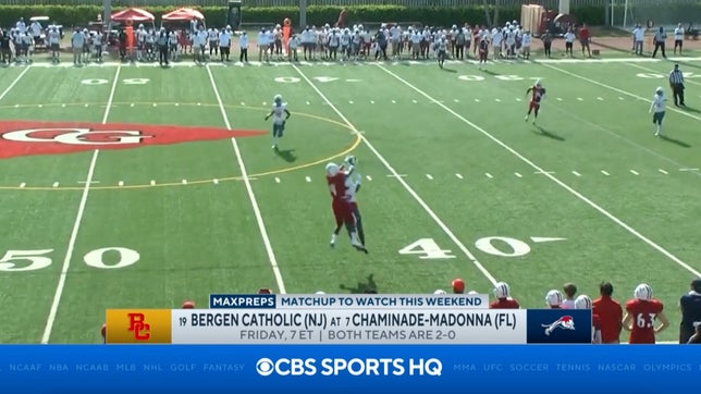 MaxPreps National Football Editor joins Jeremy St. Louis on CBS HQ to break down on of the biggest high school football games this week as No. 7 Chaminade-Madonna (Hollywood, FL) hosts No. 19 Bergen Catholic (Oradell, NJ).