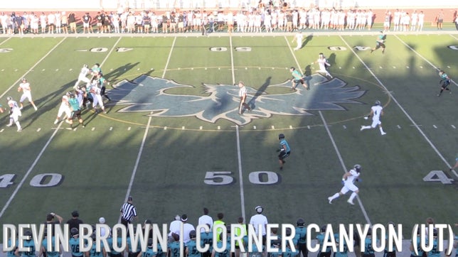 Senior season highlights of Corner Canyon's (UT) four-star quarterback Devin Brown through his first three games for the Chargers. He has thrown for 1,137 yards and 15 touchdowns and rushed for 112 yards and two scores.