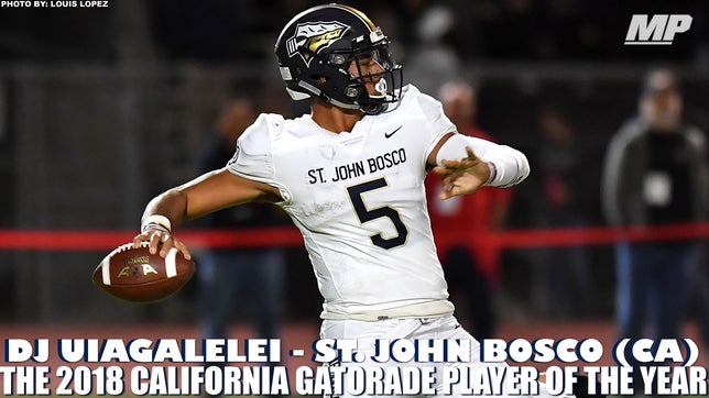 Highlights of St. John Bosco's (CA) 5-star quarterback DJ Uiagalelei, the winner of the California Gatorade Player of the Year award.