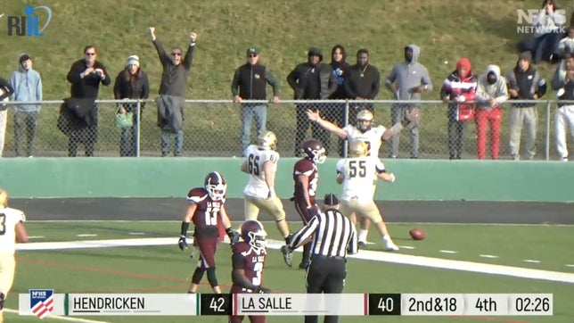 Highlights Bishop Hendricken's 49-40 win over La Salle in the Rhode Island Division IV Super Bowl. It was the Hawks 11th state title over the last 12 years.