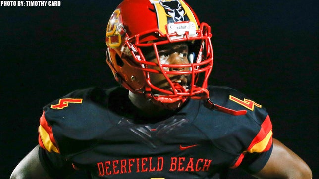 High school football highlights of Alabama's Jerry Jeudy during his senior season at Deerfield Beach (FL).