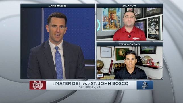 Steve Montoya and Zack Poff join Chris Hassel on CBS HQ to break down the biggest game of the spring between the top-two ranked teams in California, No. 1 Mater and No. 2 St. John Bosco. Game is on April 17 at 7 pm PT at Santa Ana Stadium.