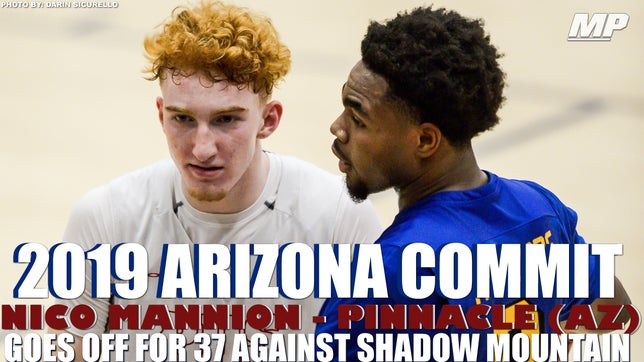 Highlights of Pinnacle's (AZ) 5-star guard Nico Mannion against Shadow Mountain (AZ). He went for 37 in a 82-80 win.