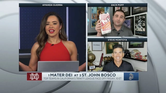 Zack Poff and Steve Montoya join Amanda Guerra on CBS HQ to break down the biggest high school football game of the year so far as No. 3 St. John Bosco (CA) hosts No. 1 Mater Dei (CA) in both teams Trinity League opener.