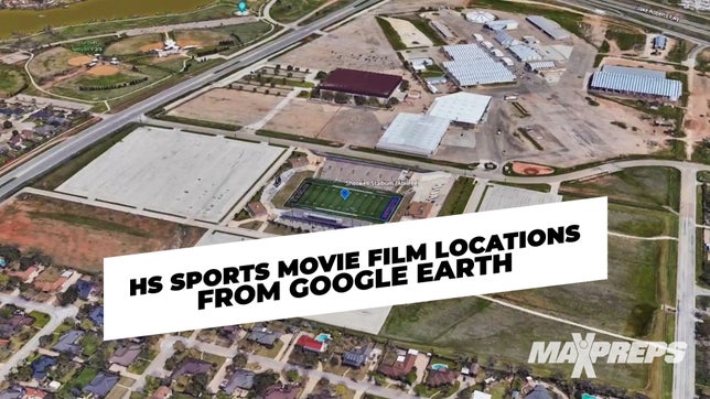 Movies centered around high school sports are shown the locations they were filmed via Google Earth.
