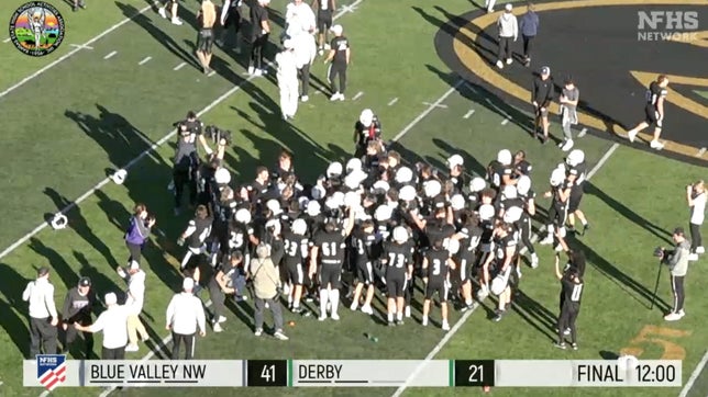 Highlights of Blue Valley Northwest's 41-21 win over Derby in the Kansas Class 6A state championship. Mikey Pauley completed 15 of 21 passes for 186 yards and a score while rushing for 157 yards and four touchdowns and bring home the school's first football state title.