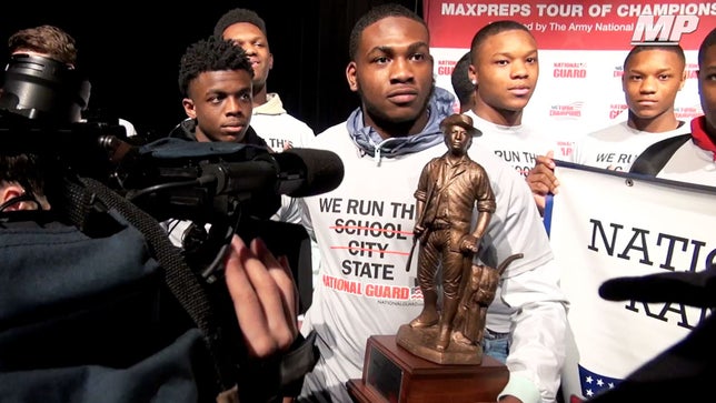 The MaxPreps Tour of Champions presented by the Army National Guard, stopped at Pinson Valley (AL) high school to present the football team with the prestigious Army National Guard National Rankings Trophy.