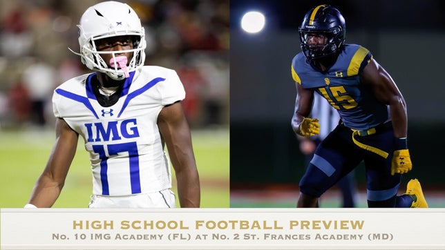 MaxPreps National Football Editor Zack Poff joins Jaclyn DeAugustino on CBS HQ to break down one of the biggest games of the year between No. 2 St. Frances Academy (Baltimore, MD) and No. 10 IMG Academy (Bradenton, FL) on Nov. 18 at the University of Maryland.