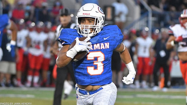 Bishop Gorman RB Cam Barfield found the end zone on runs of 1, 57, 3, 3 and 27 yards finishing with 131 yards rushing in a 42-21 victory over visiting St. Louis (Honolulu)